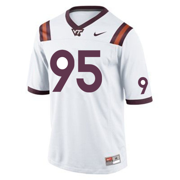 Men #95 Nigel Simmons Virginia Tech Hokies College Football Jerseys Sale-White